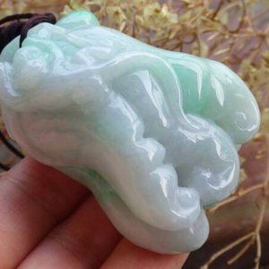 Certified Burma Grade A Jade jadeite Monkey Buddha Hand Pendant Necklace